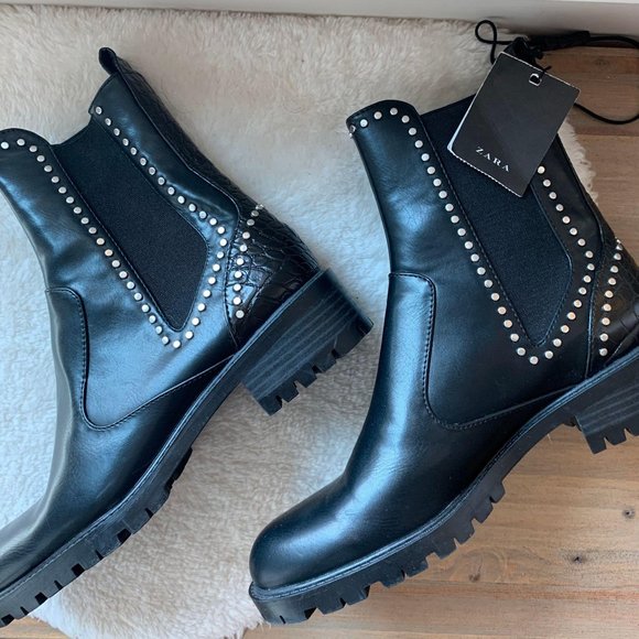 Zara Shoes - NWT Zara Black Studded Slip-on Chelsea Boot 6.5